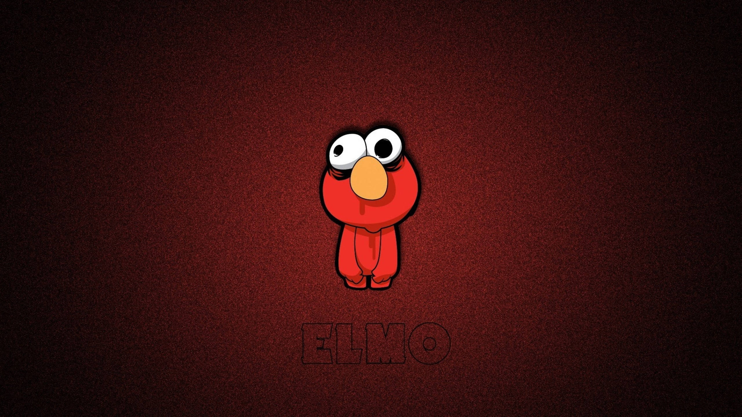 Elmo, red cartoon Elmo, textured dark red background, 2K Desktop Wallpaper