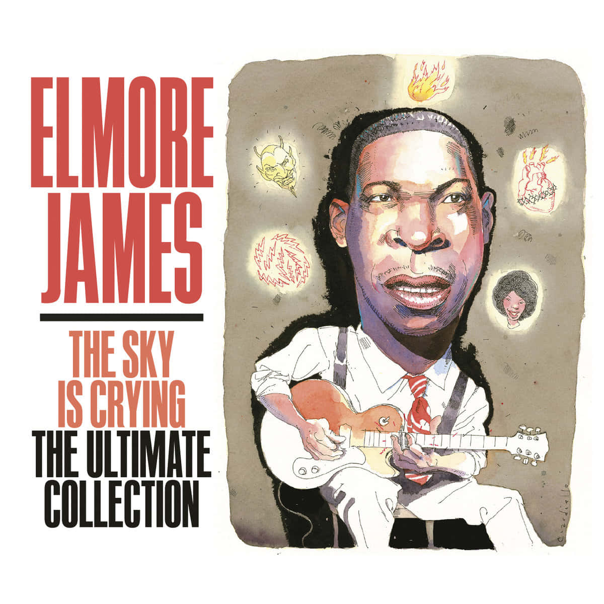 Elmore James, guitar, surreal floating symbols, SD Desktop Wallpaper