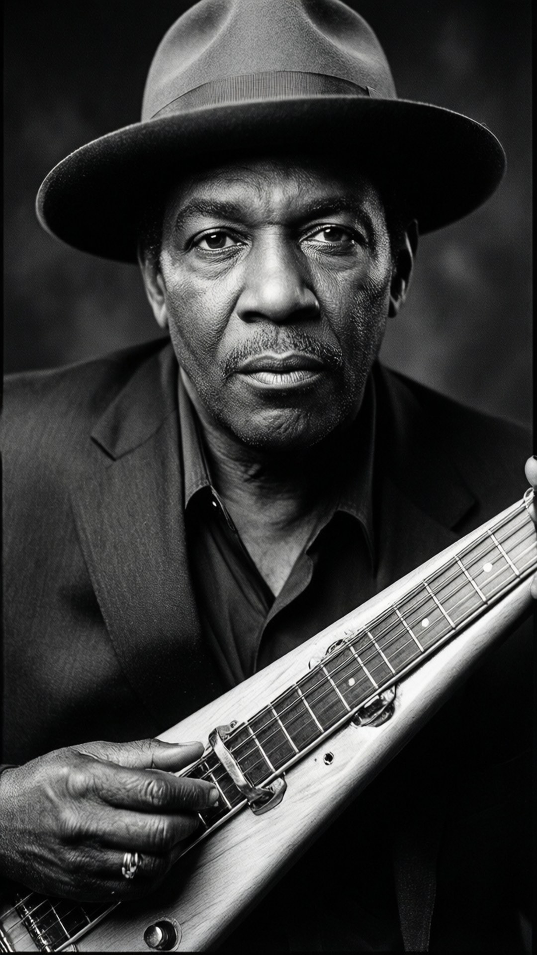 Elmore James, black and white portrait, vintage blues, Full HD Phone Wallpaper