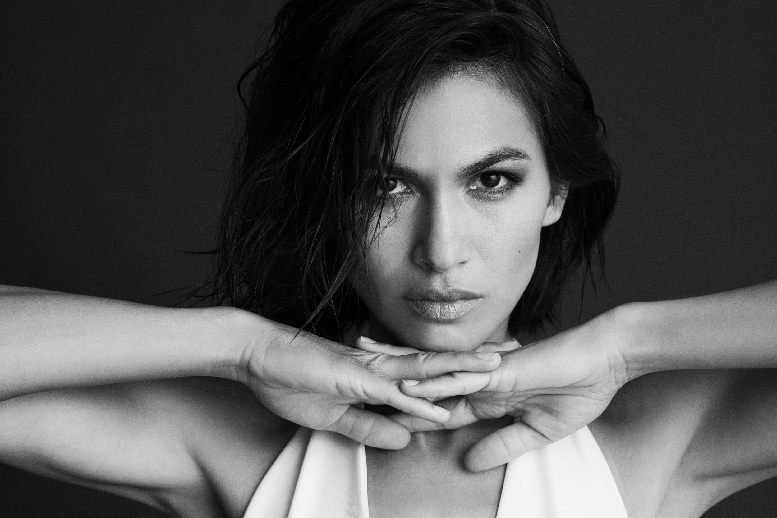 Elodie Yung, grayscale, black and white portrait, Full HD Desktop Wallpaper