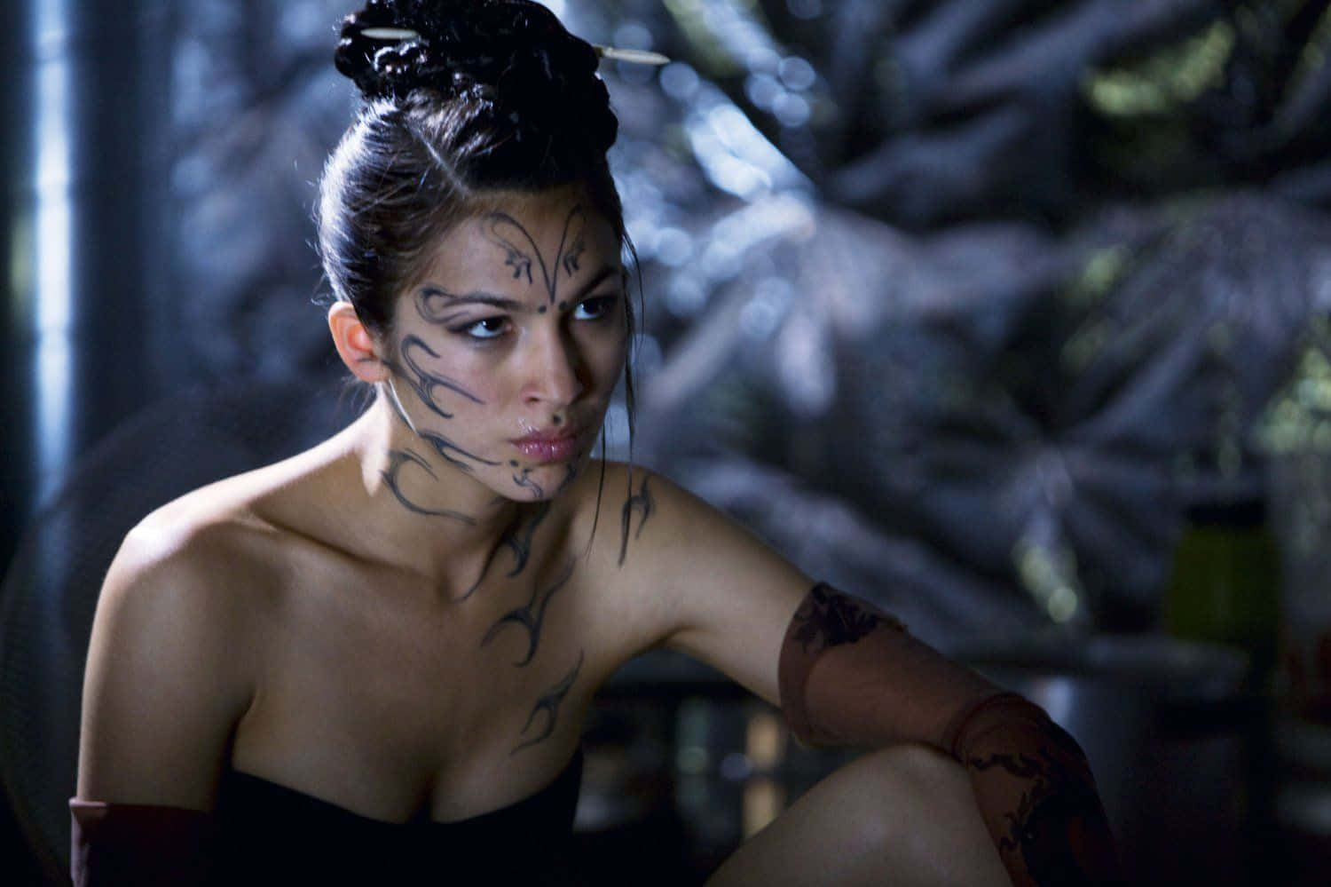Elodie Yung, dark tribal tattoos, face, HD Desktop Wallpaper