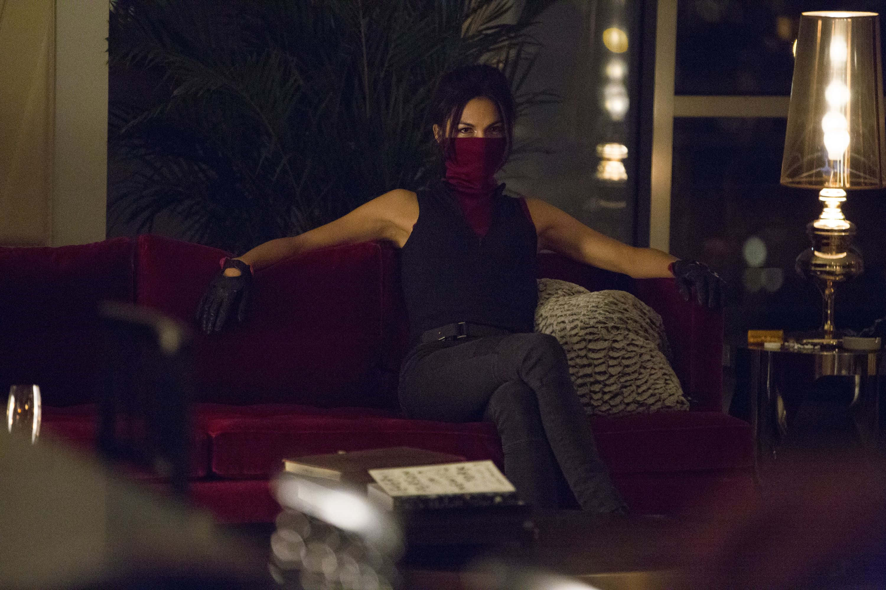 Elodie Yung, black and red outfit, masked woman, 2K Desktop Wallpaper