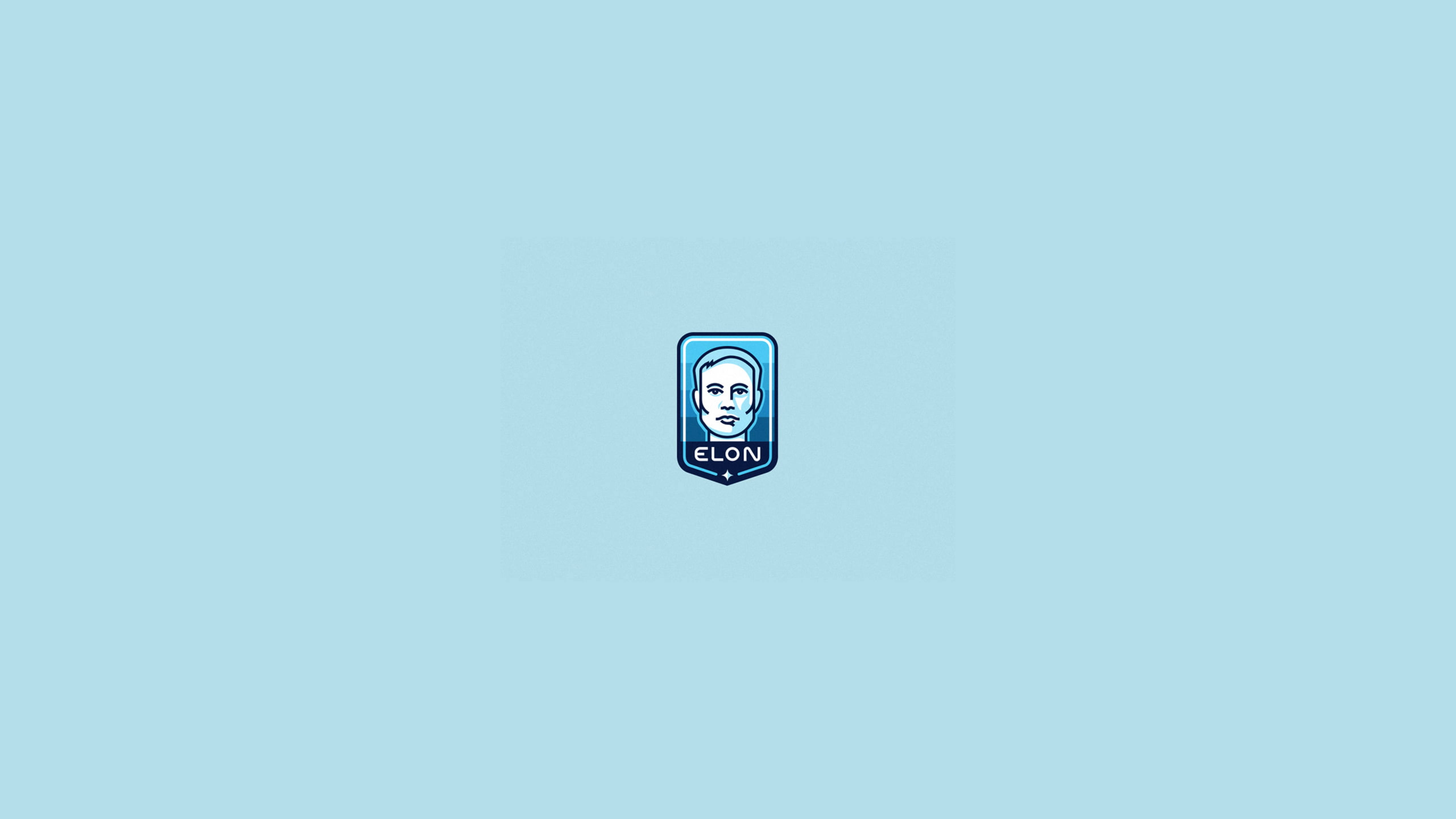 Elon Musk, blue shield logo, stylized portrait of Elon Musk, 5K Desktop Wallpaper