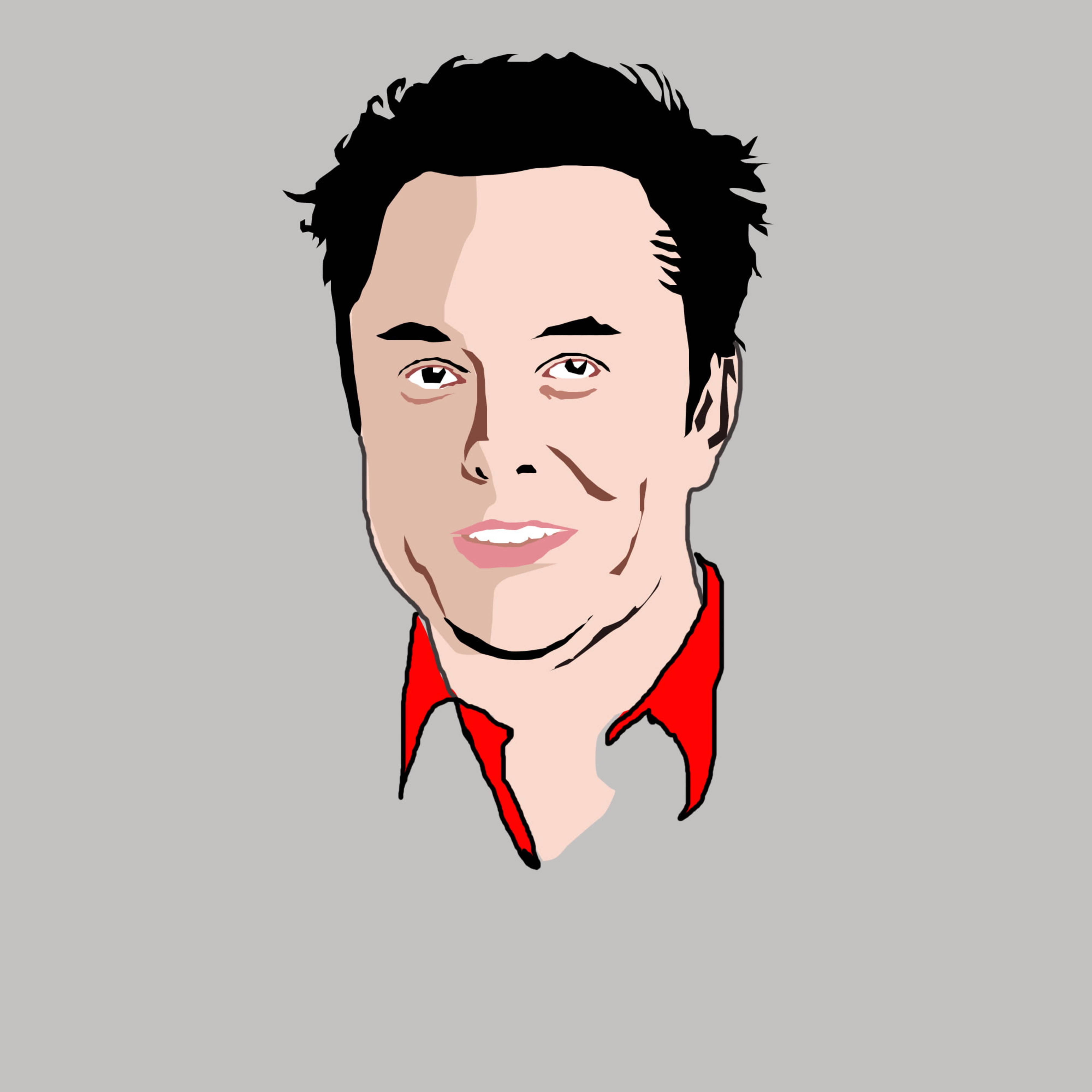 Elon Musk, dark hair, red collared shirt, 5K Desktop Wallpaper