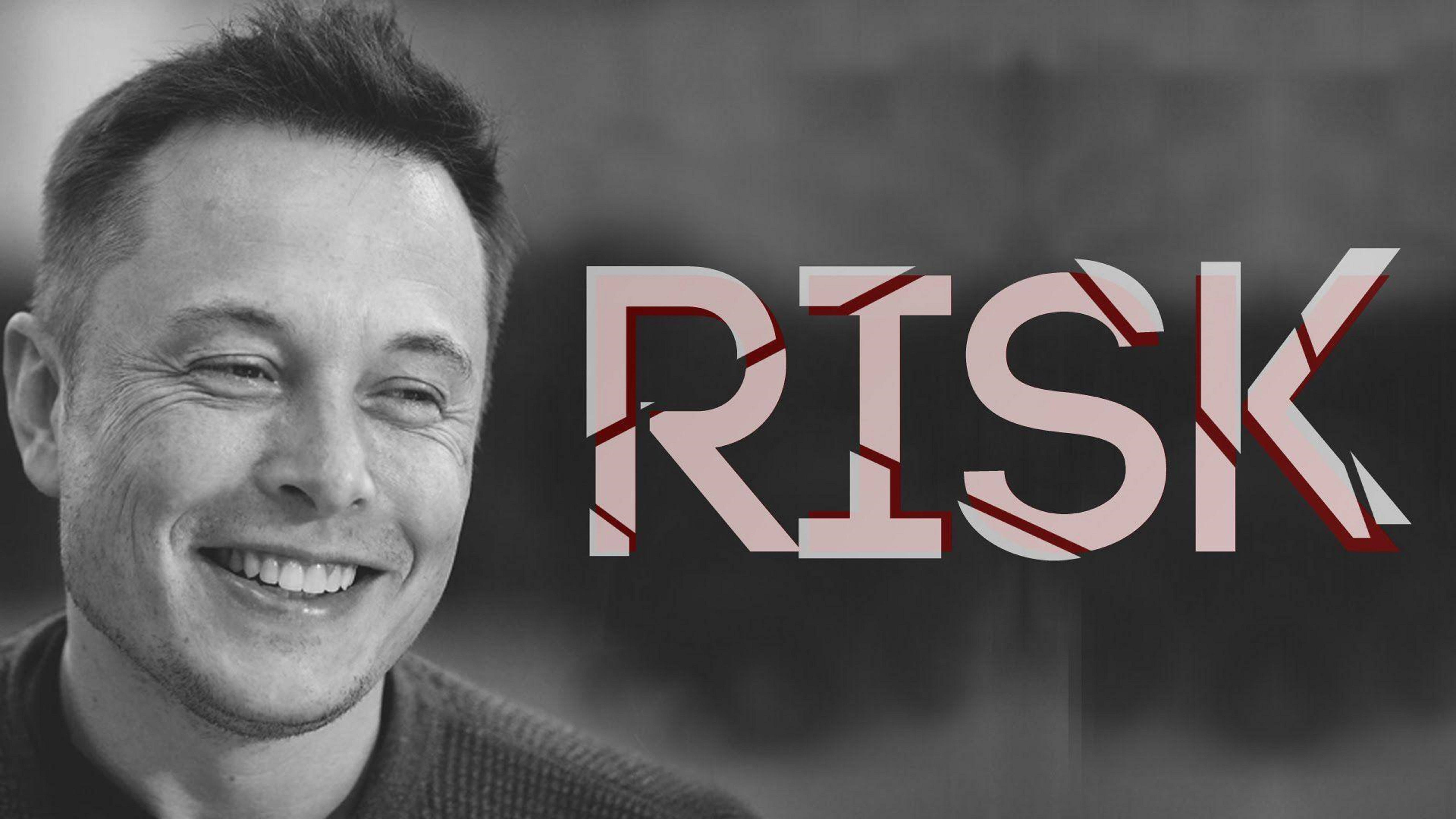 Elon Musk, RISK, monochrome, 5K Desktop Wallpaper