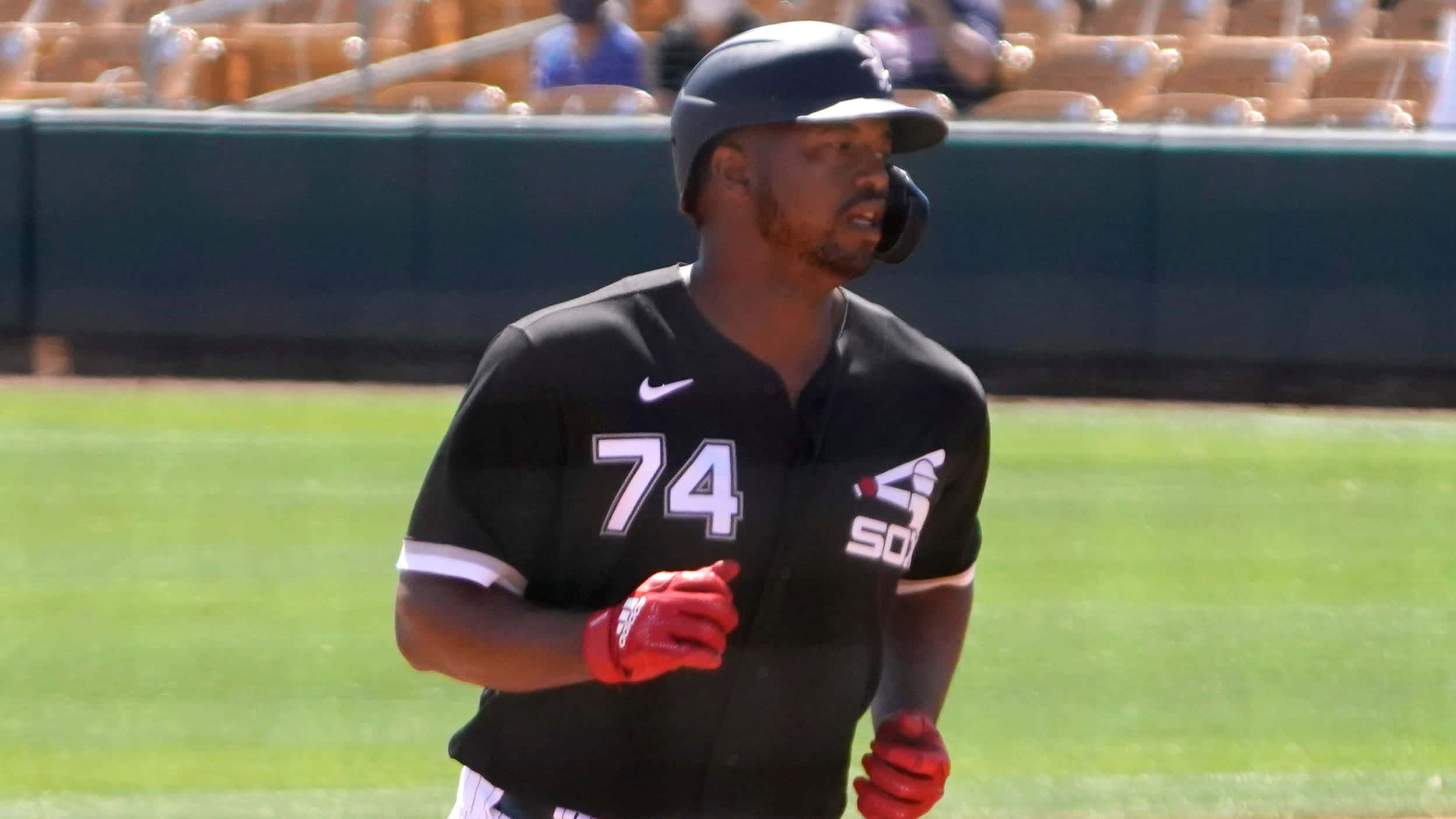 Eloy Jimenez, black jersey, number 74, Full HD Desktop Wallpaper