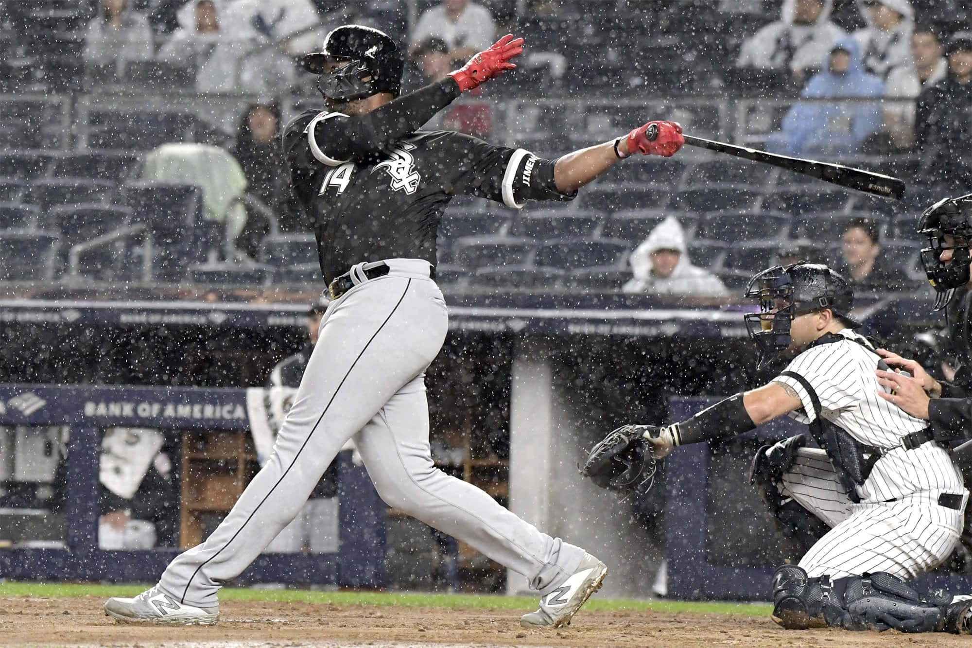 Eloy Jimenez, rainy baseball game, night game, Full HD Desktop Wallpaper