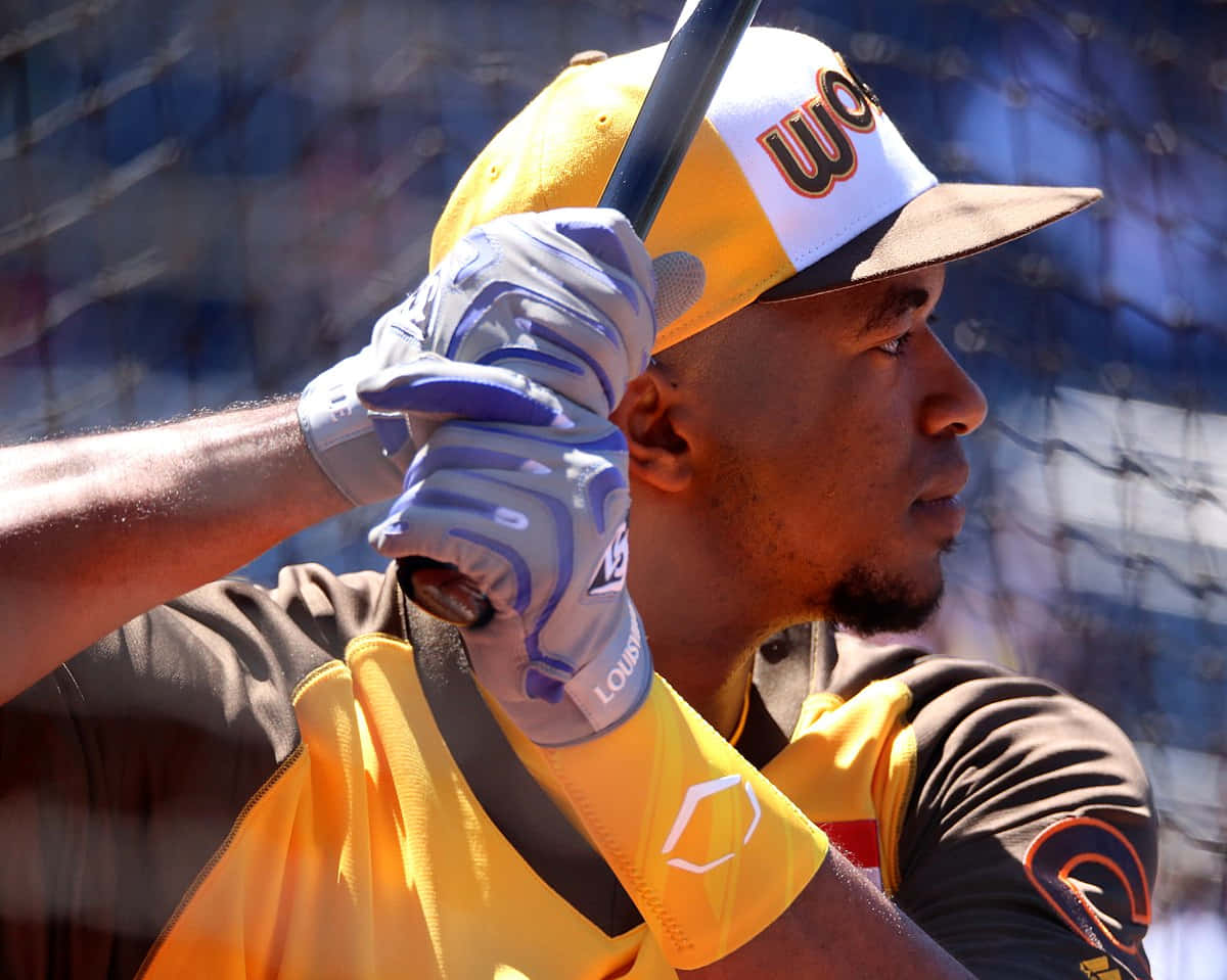 Eloy Jimenez, baseball player, yellow and black uniform, SD Desktop Wallpaper
