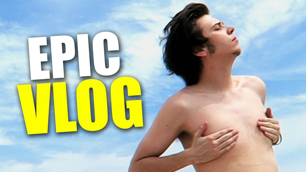 Elrubiusomg, dark hair, bright blue sky, HD Desktop Wallpaper