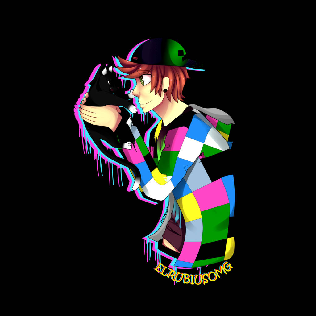 ElrubiusOMG, red hair, pixelated hat, SD Desktop Wallpaper