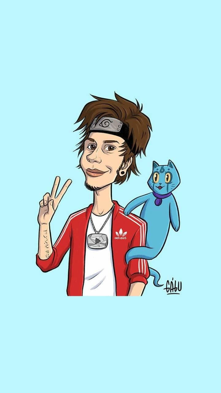 Elrubiusomg, blue cat, peace sign, HD Phone Wallpaper