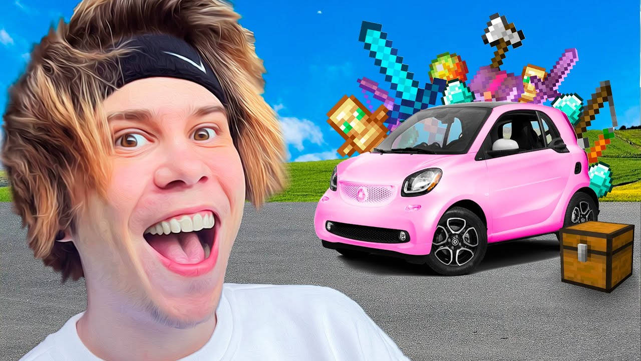 elrubiusomg, red ride, pink car, HD Desktop Wallpaper
