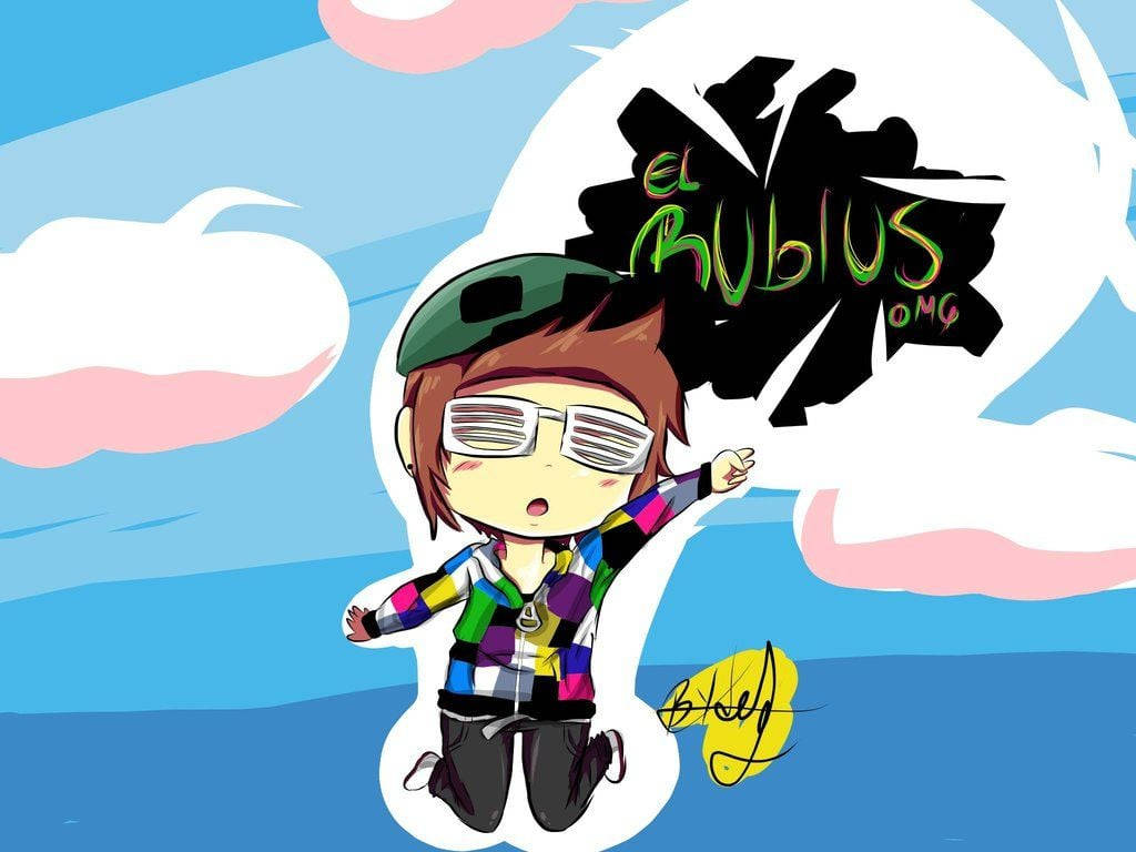 elrubiusomg, chibi anime character, colorful jacket, SD Desktop Wallpaper
