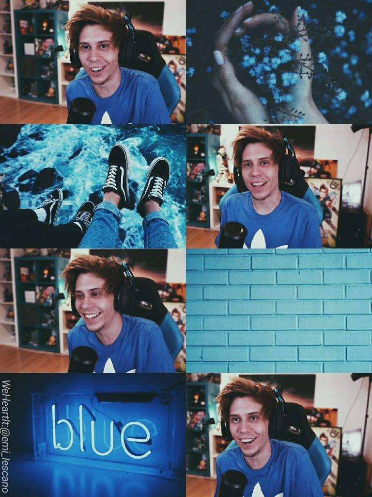 Elrubiusomg, blue aesthetic, blue shirt, SD Phone Wallpaper