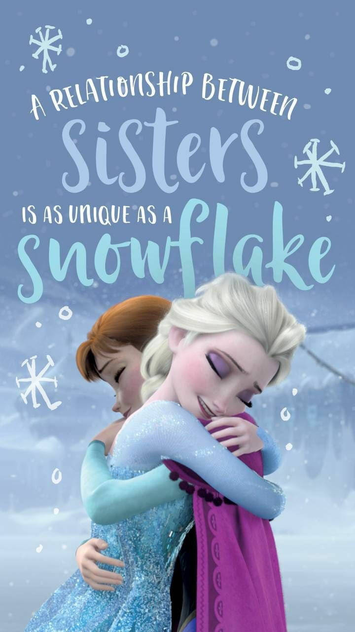 Elsa And Anna, sister quote, snowy backdrop, HD Phone Wallpaper