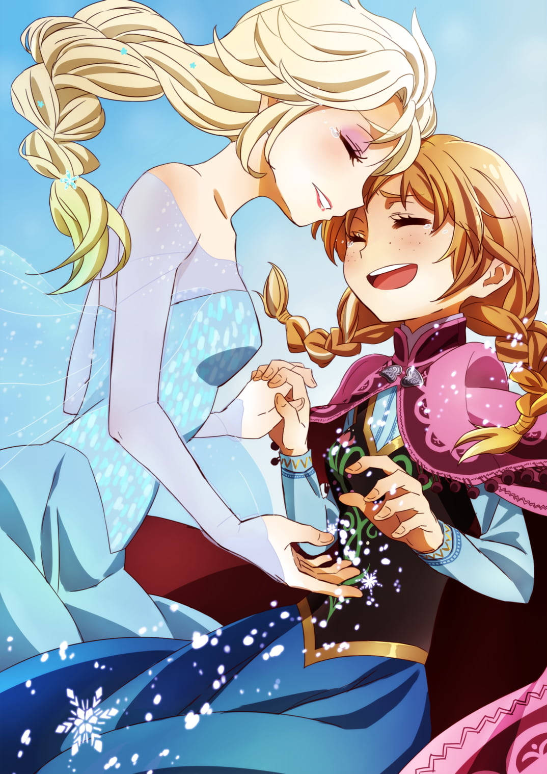 Elsa, Anna, snowflakes, HD Phone Wallpaper