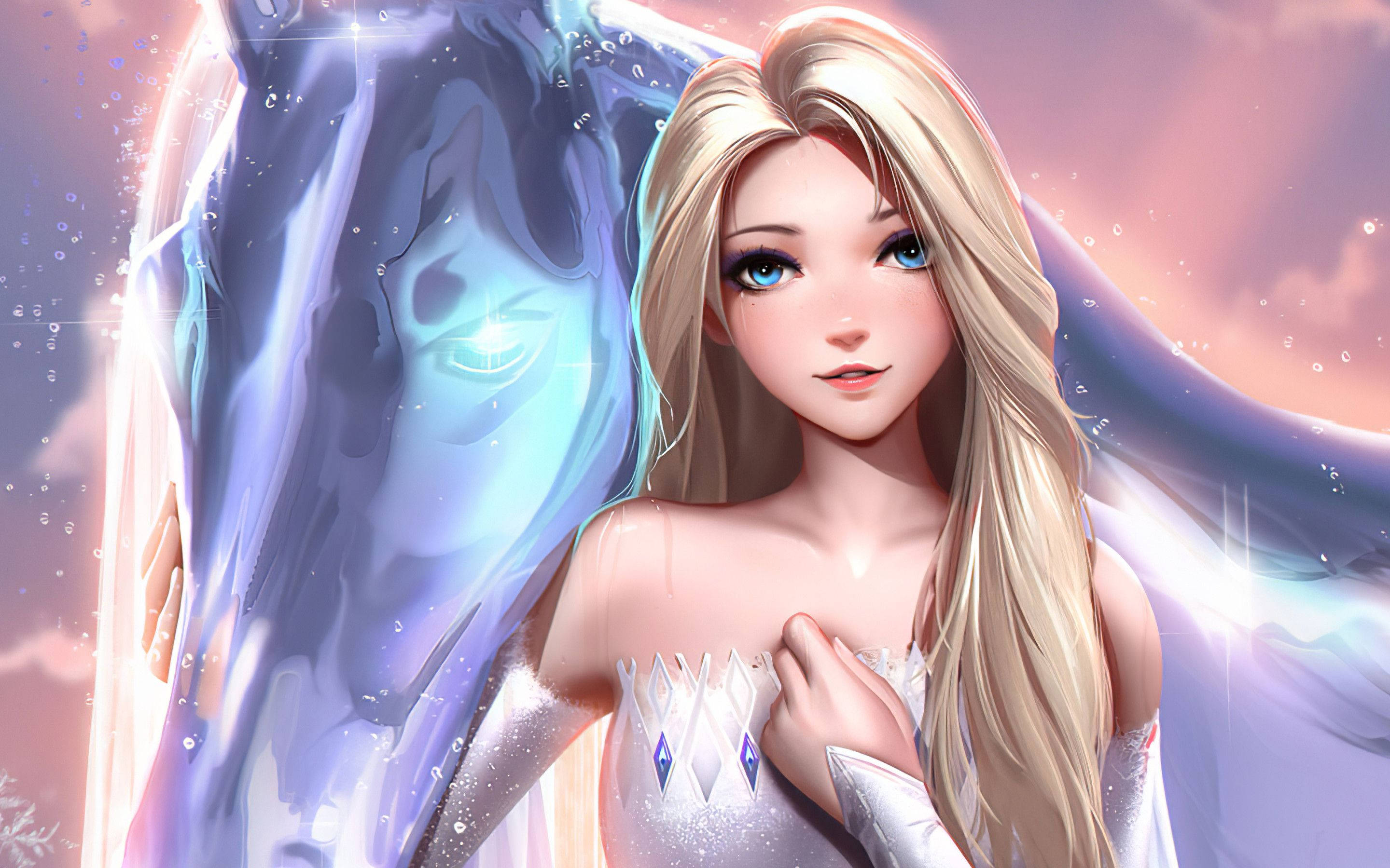 Elsa, Frozen 2, silver gown, 2K Desktop Wallpaper
