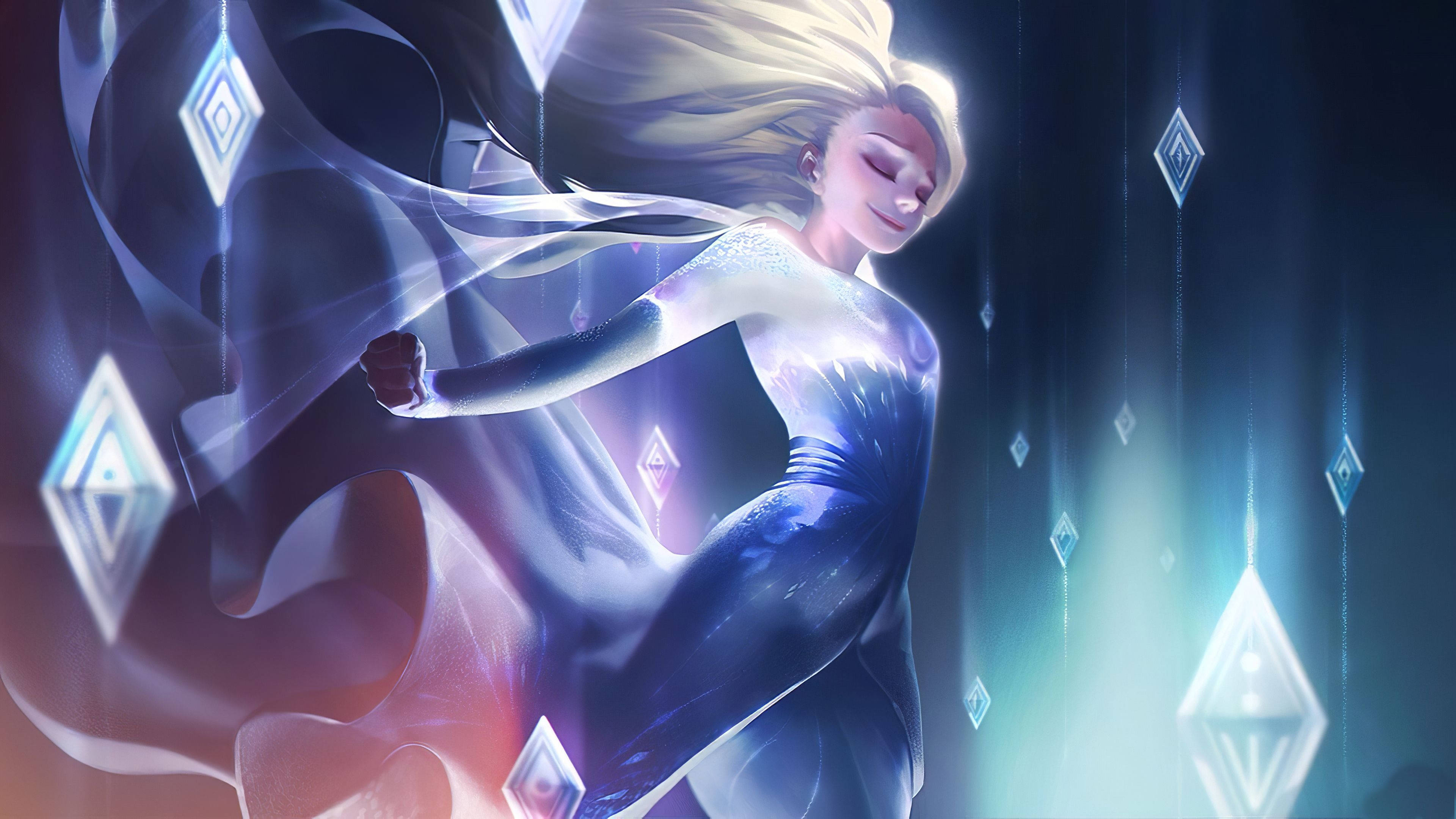 Elsa, Frozen 2, glowing blue gown, 4K Desktop Wallpaper