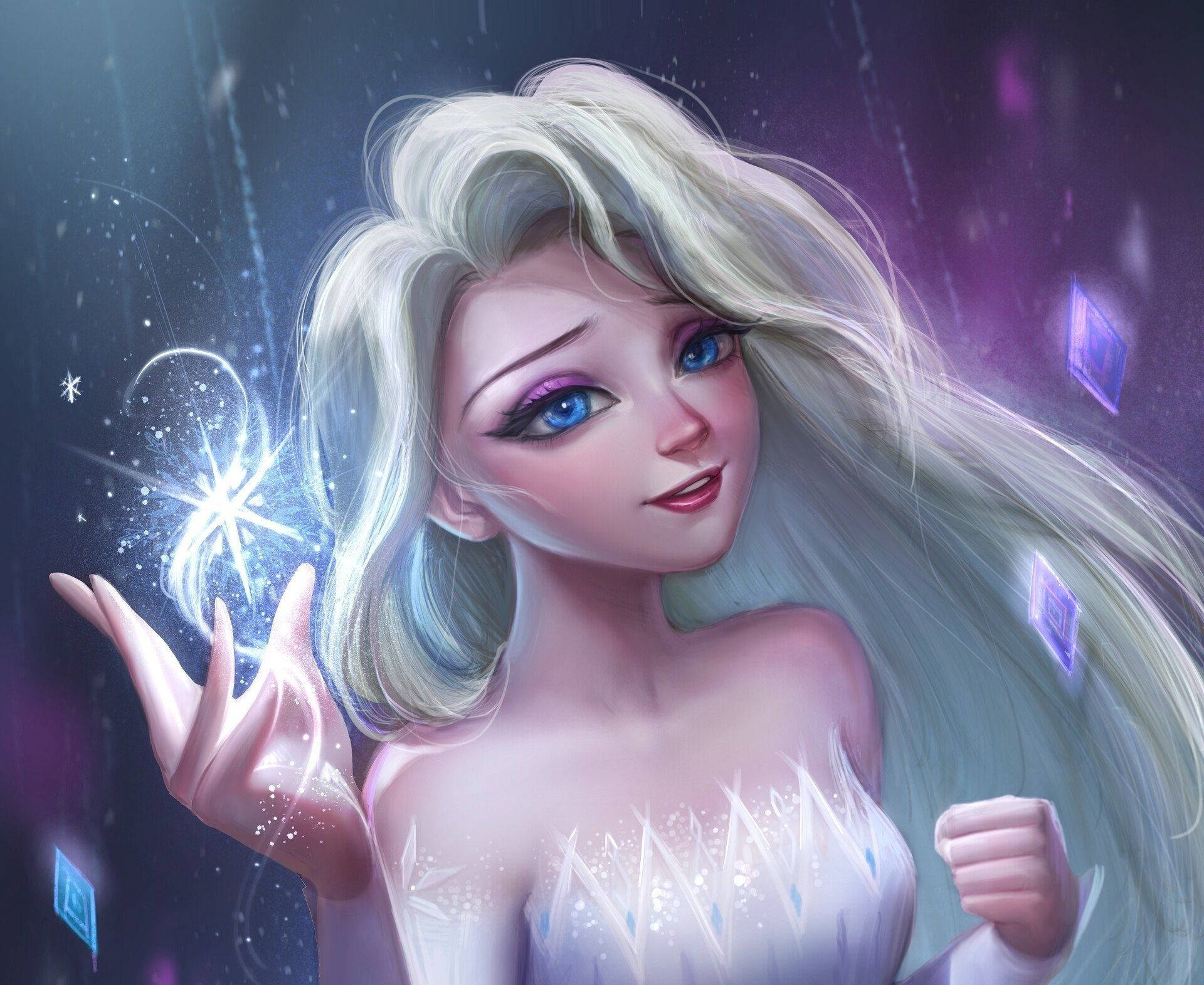 Elsa, Frozen 2, silver hair, Full HD Desktop Wallpaper