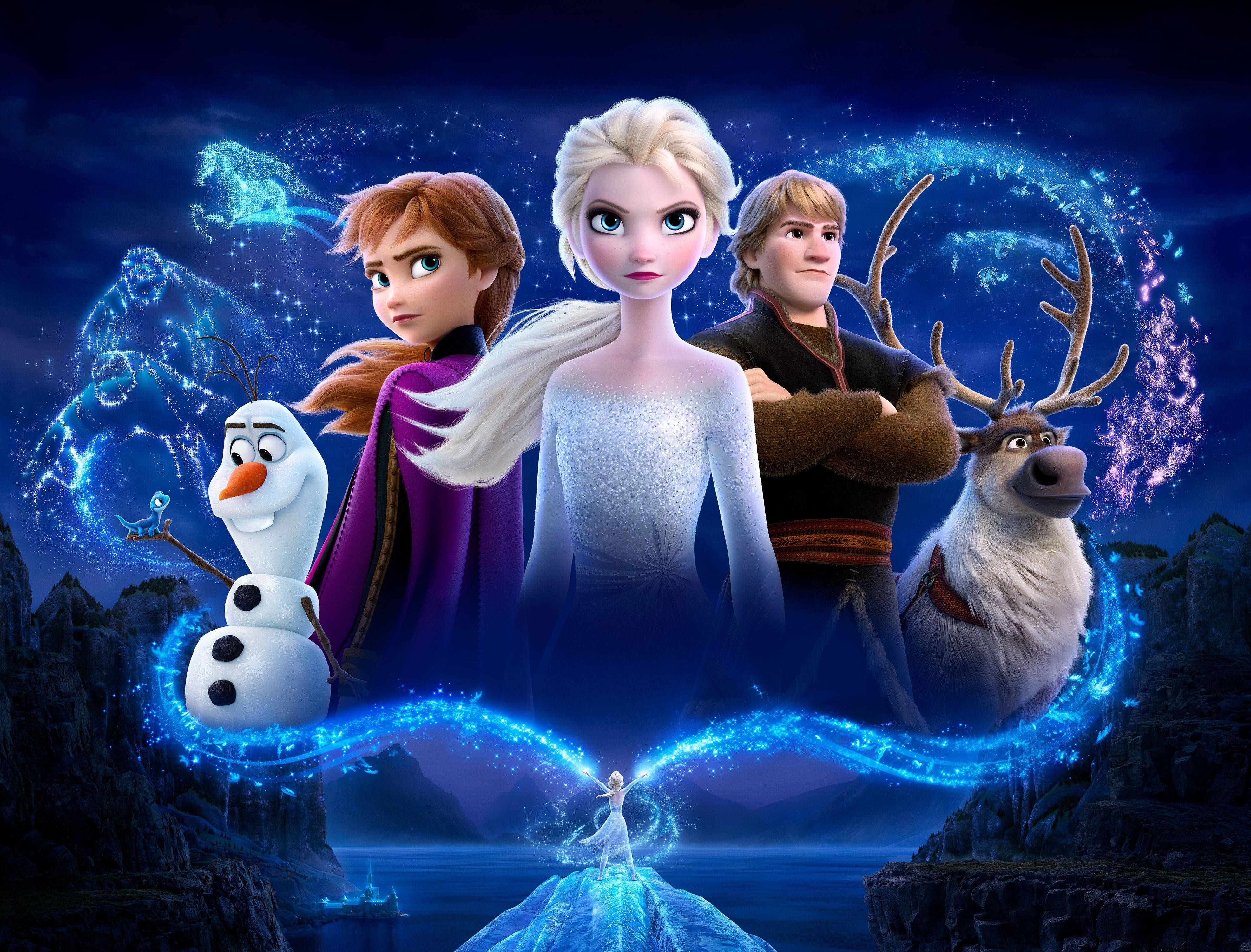 Frozen 2, Elsa, magical blue aurora, 4K Desktop Wallpaper