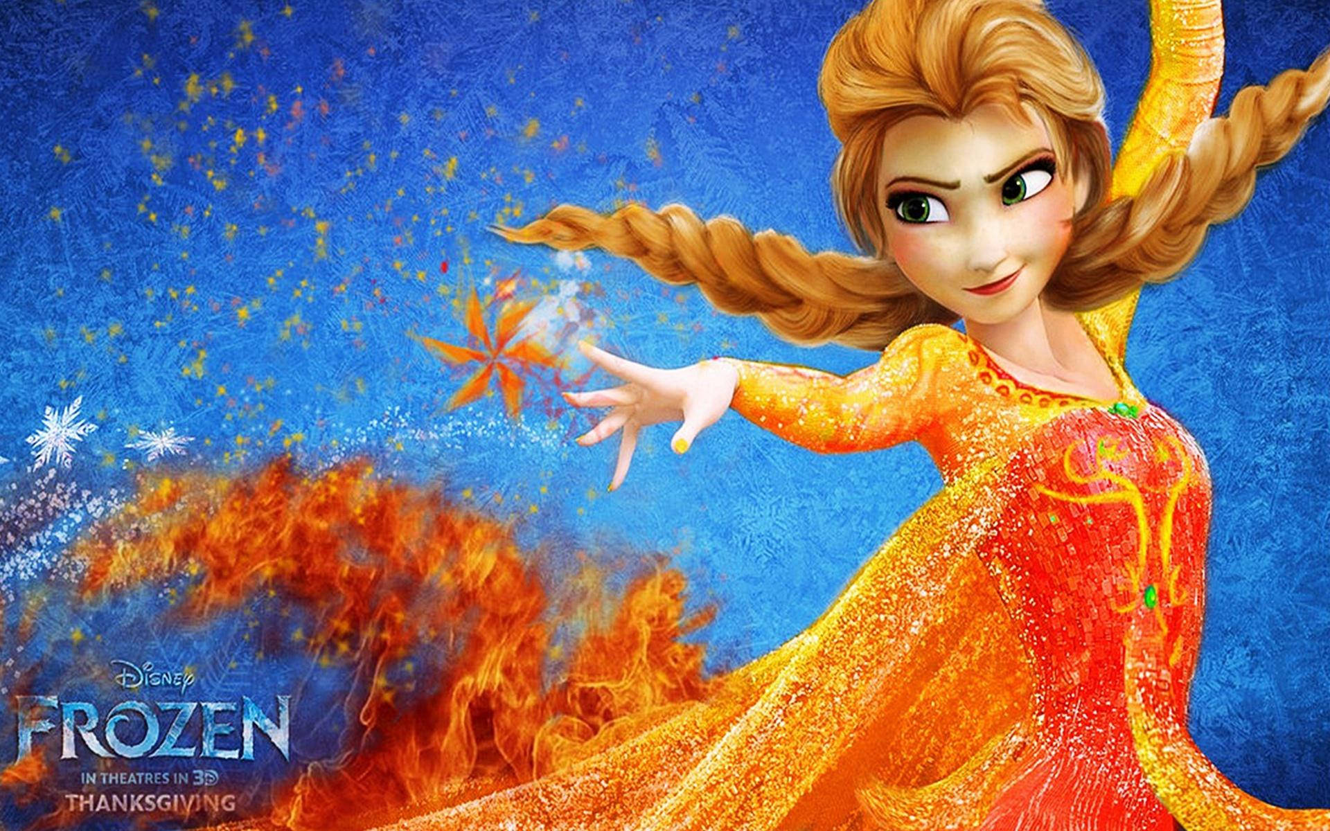 Elsa, Frozen 2, blazing orange, Full HD Desktop Wallpaper