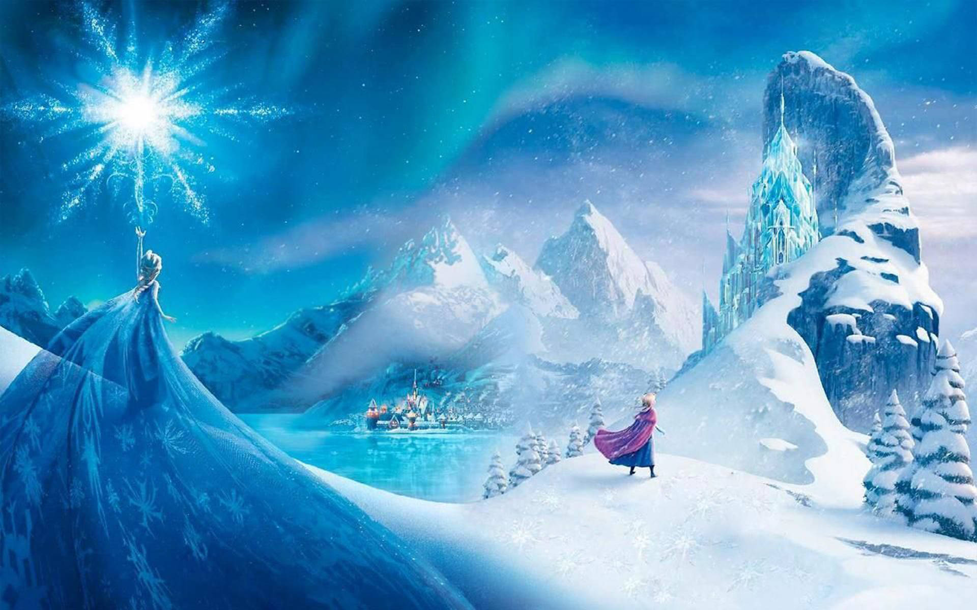 Elsa, Frozen, starry sky, Full HD Desktop Wallpaper