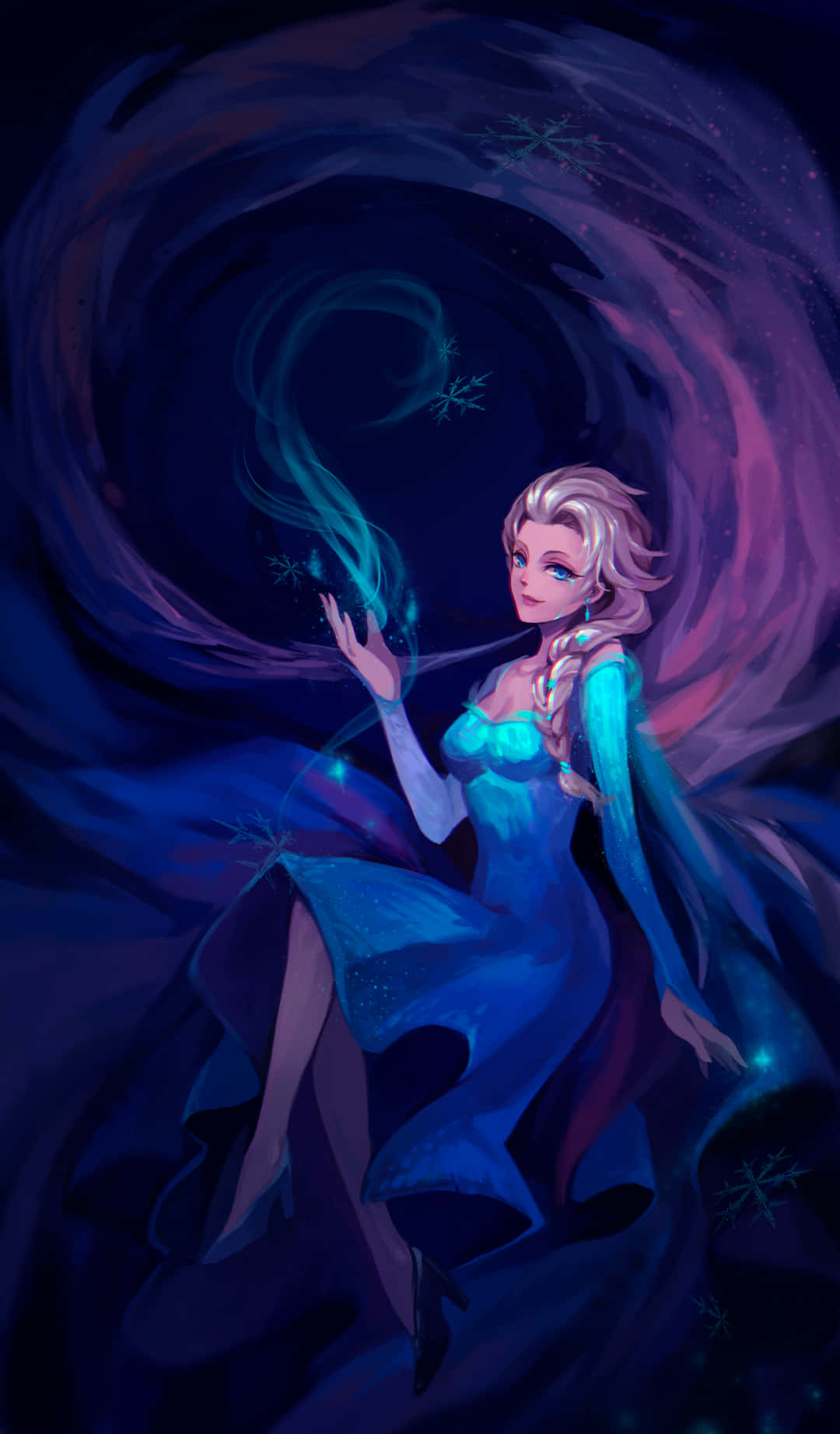 Elsa Phone, glowing blue gown, swirling snowflakes, HD Phone Wallpaper