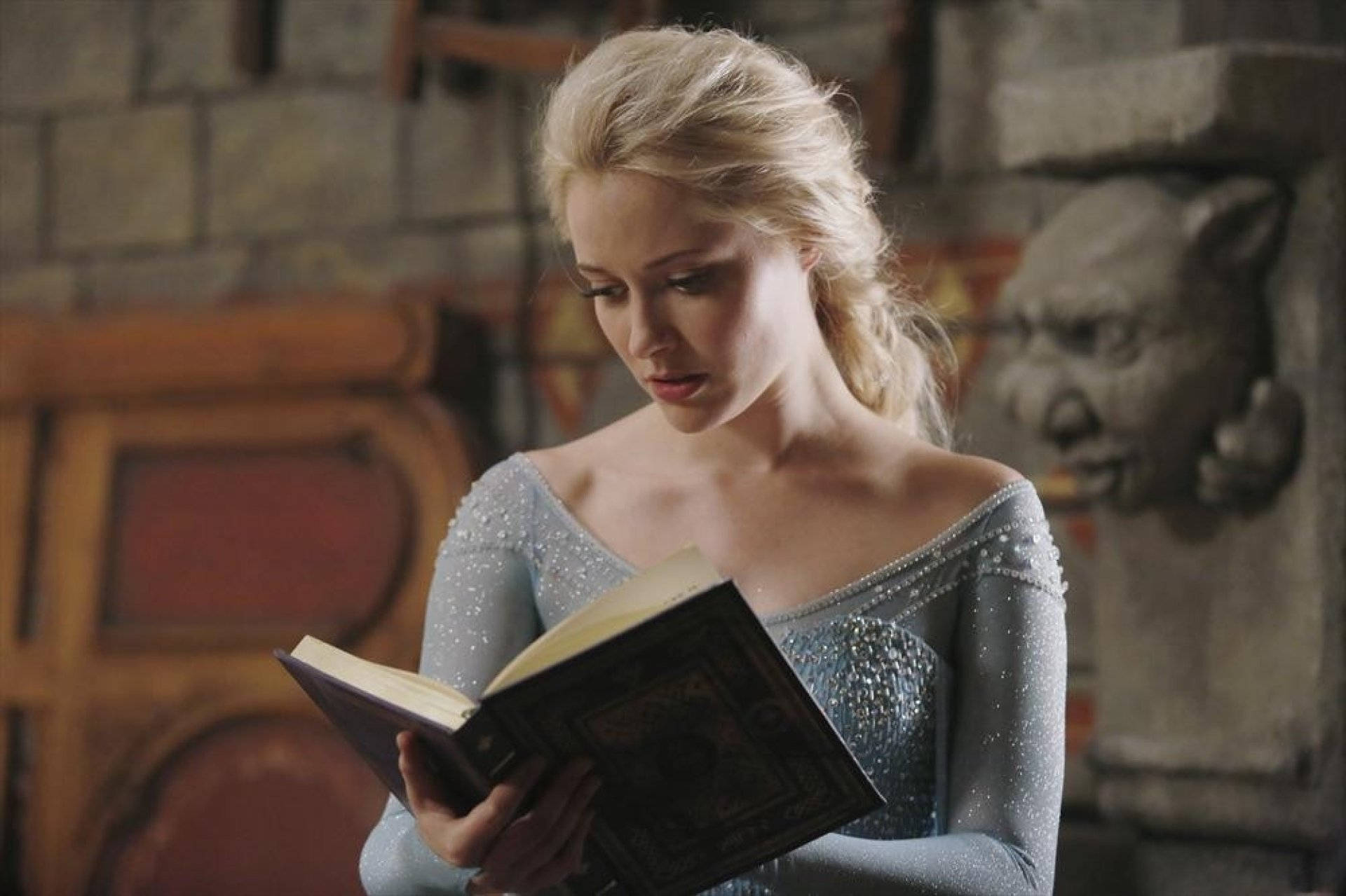 Elsa, blonde woman, sparkling blue gown, Full HD Desktop Wallpaper