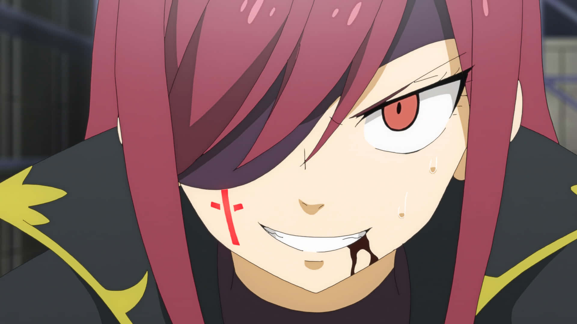 Elsie Crimson, pink hair, red eyes, Full HD Desktop Wallpaper