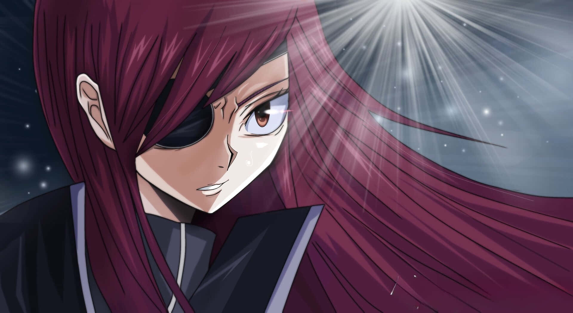 Elsie Crimson, magenta hair, eyepatch, Full HD Desktop Wallpaper
