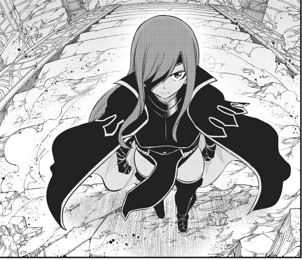 Elsie Crimson, black cloak, broken stone staircase, SD Desktop Wallpaper