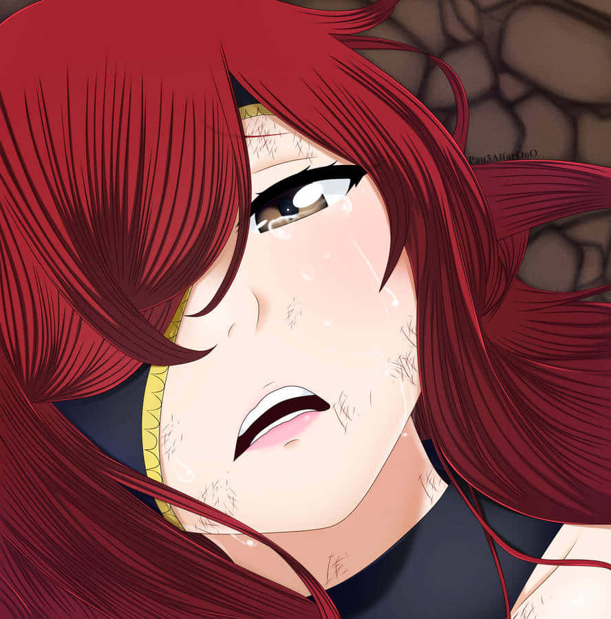 Elsie Crimson, vibrant red hair, tear-streaked face, SD Phone Wallpaper