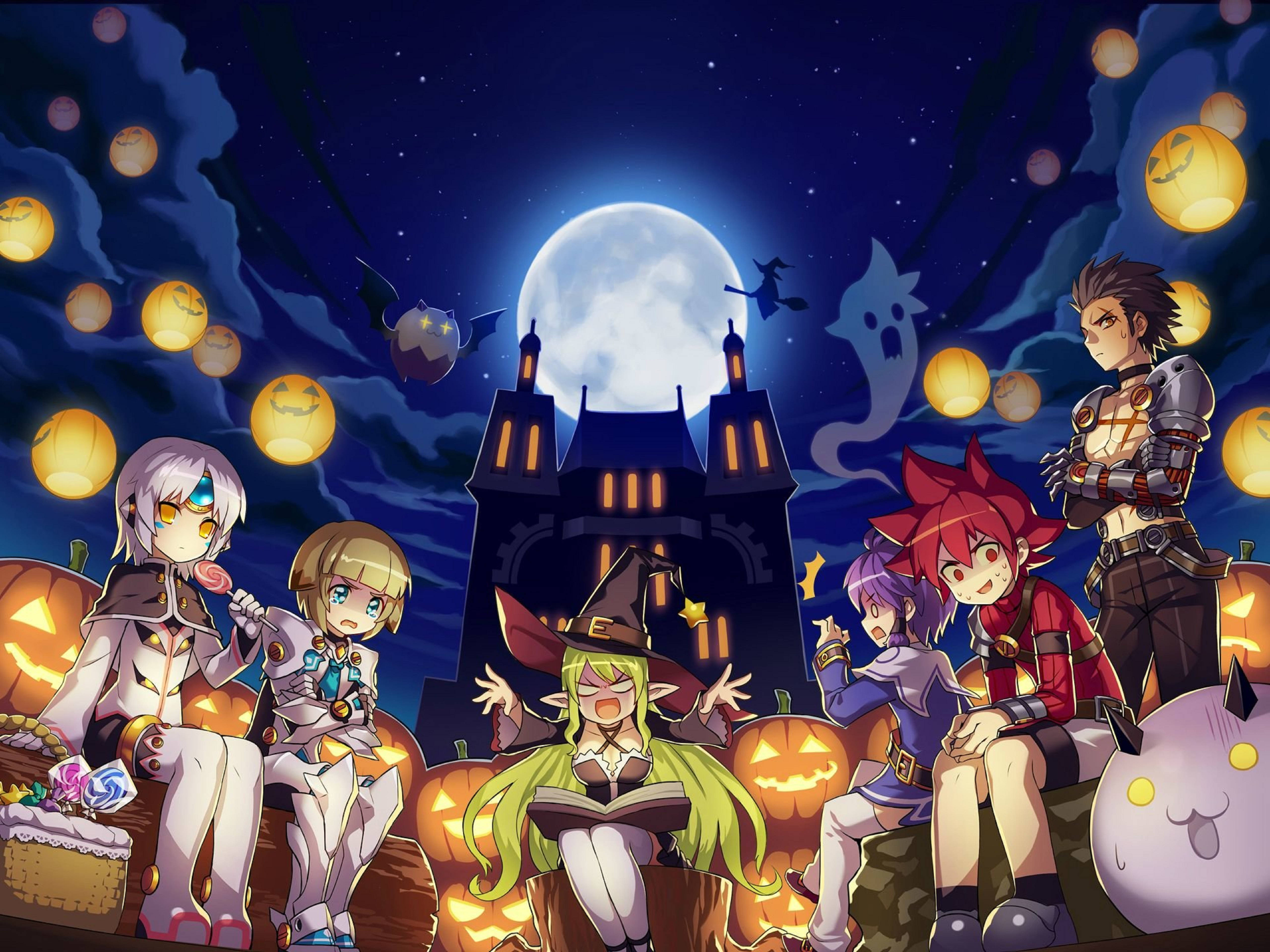 Elsword, Halloween 2018, jack-o-lanterns, 5K Desktop Wallpaper
