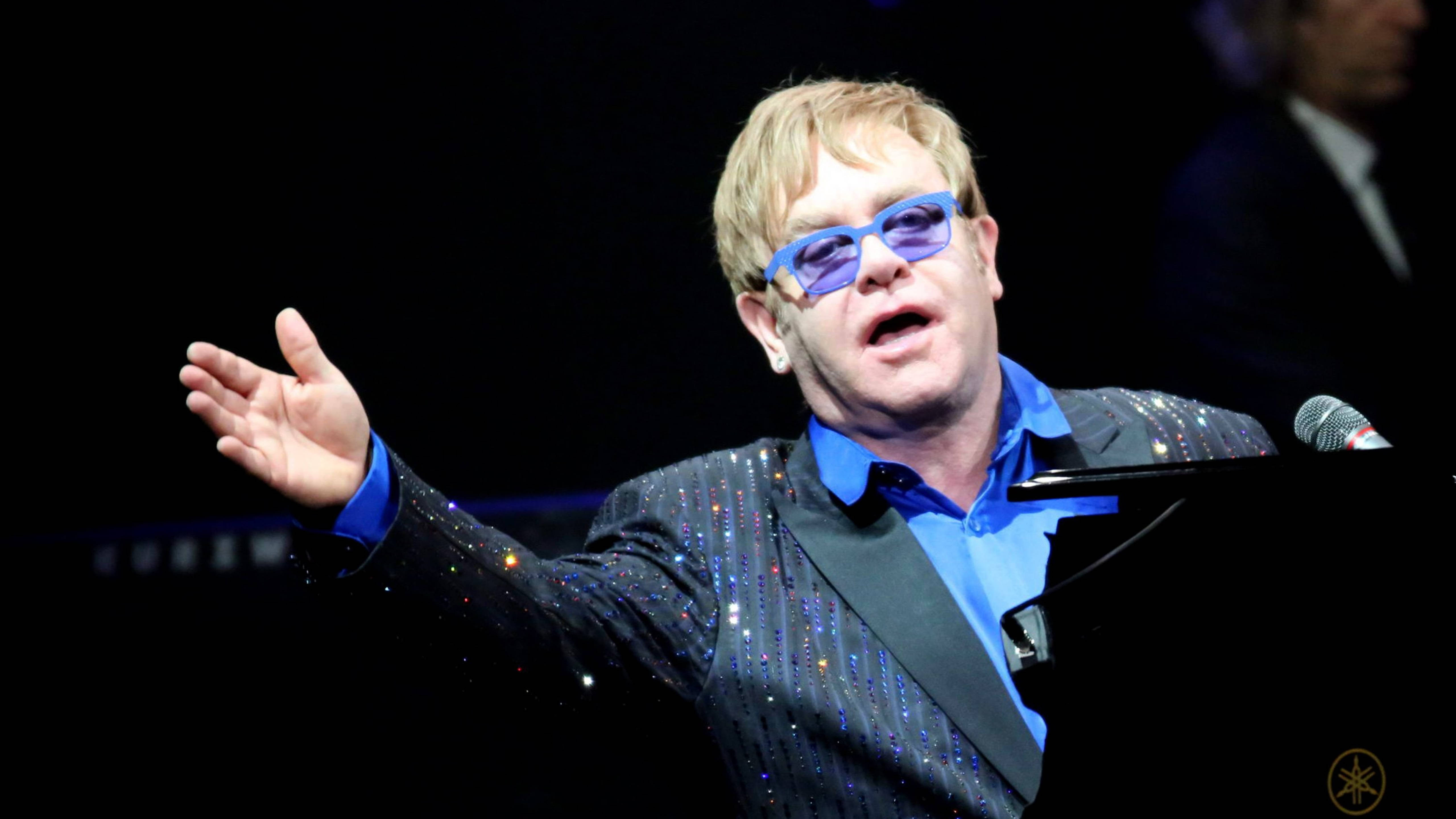 Elton John, concert, glittering black jacket, 5K Desktop Wallpaper
