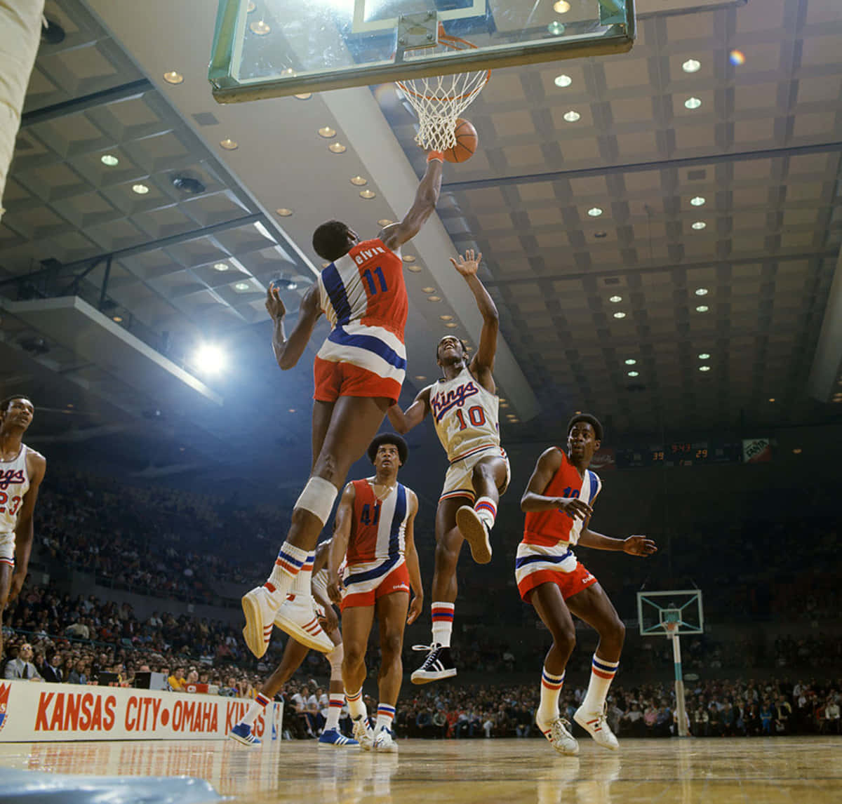 Elvin Hayes, red white and blue, dunk, SD Desktop Wallpaper