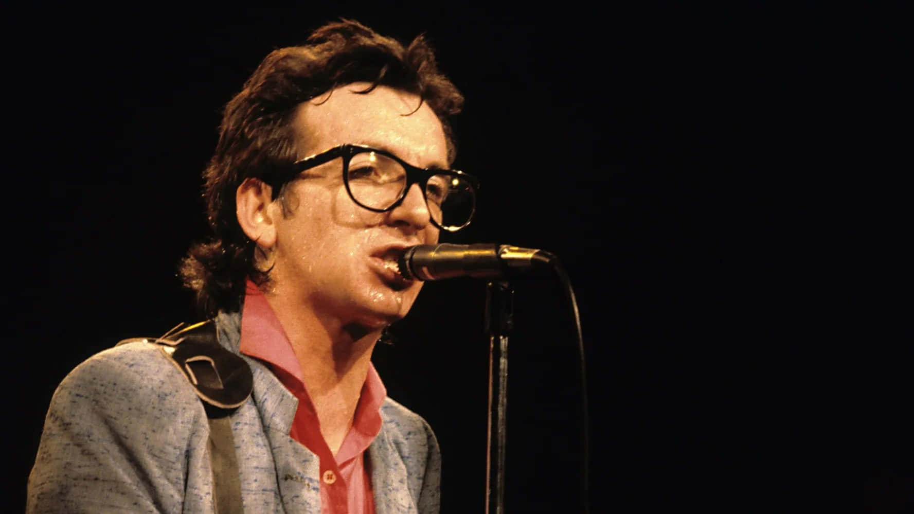 Elvis Costello, vintage 1979, thick black-rimmed glasses, HD Desktop Wallpaper