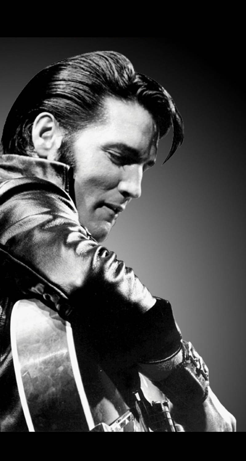 Elvis Presley, guitar, black and white, HD Phone Wallpaper