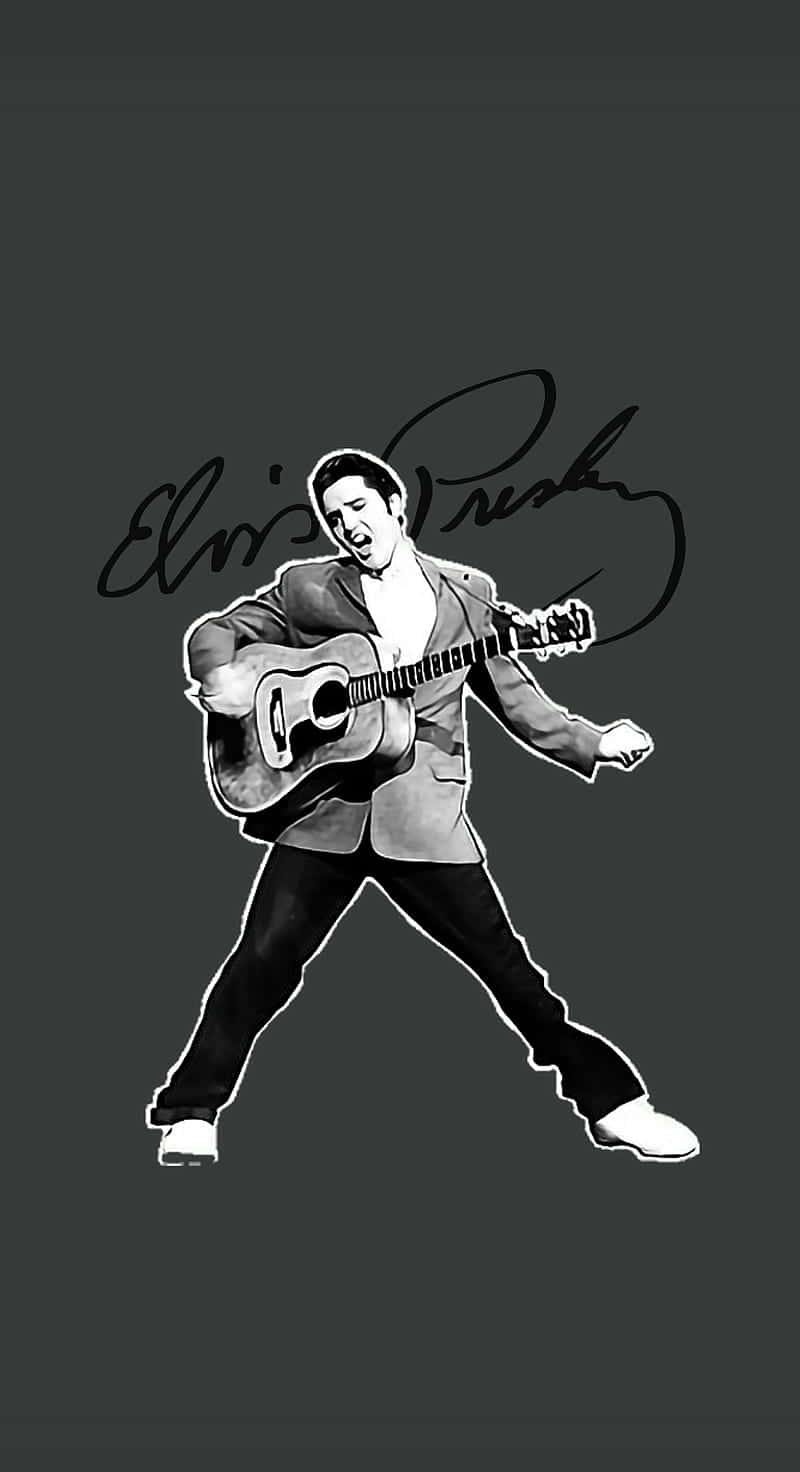 Elvis Presley, guitar, black and white illustration, HD Phone Wallpaper