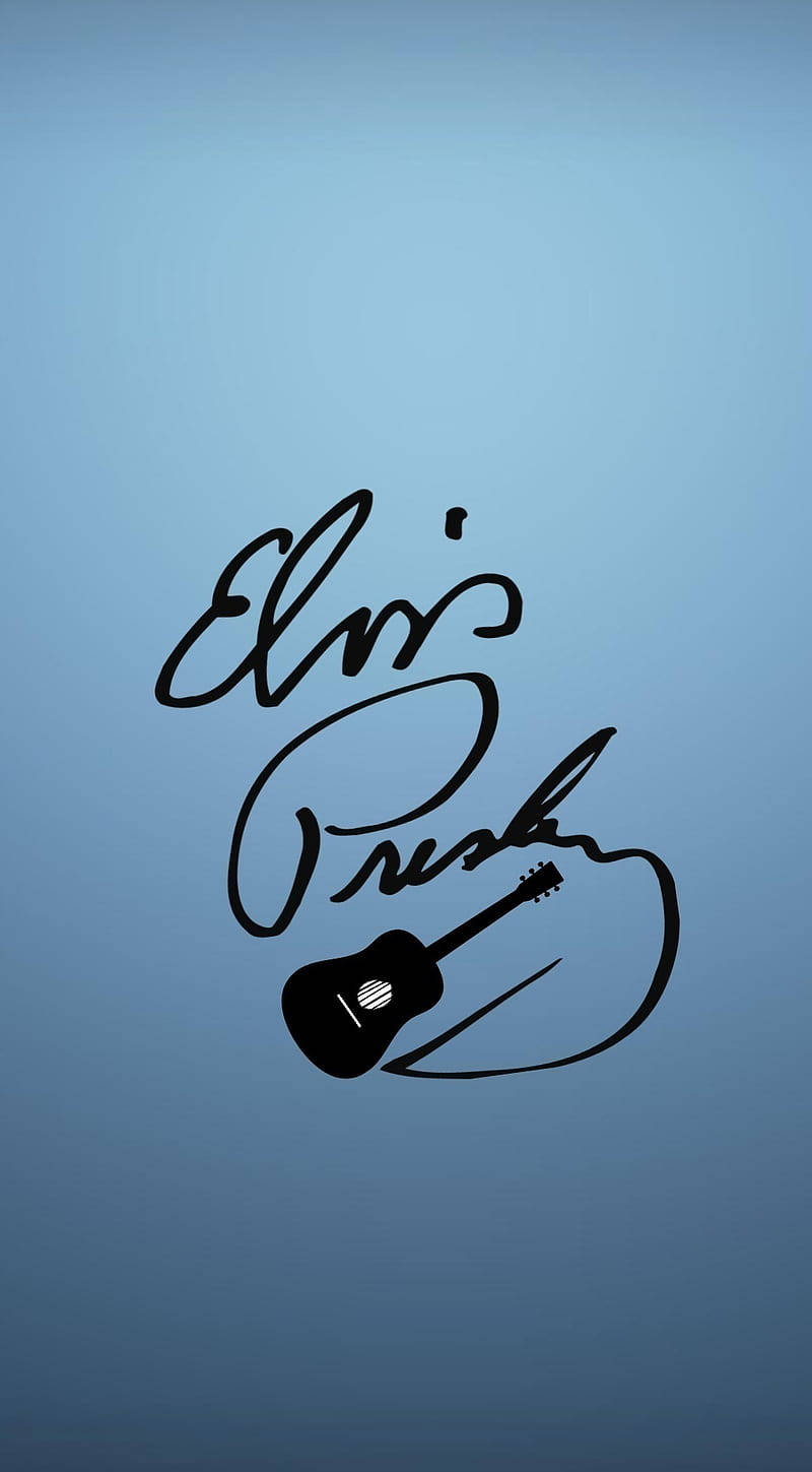 Elvis Presley, guitar silhouette, gradient blue background, HD Phone Wallpaper
