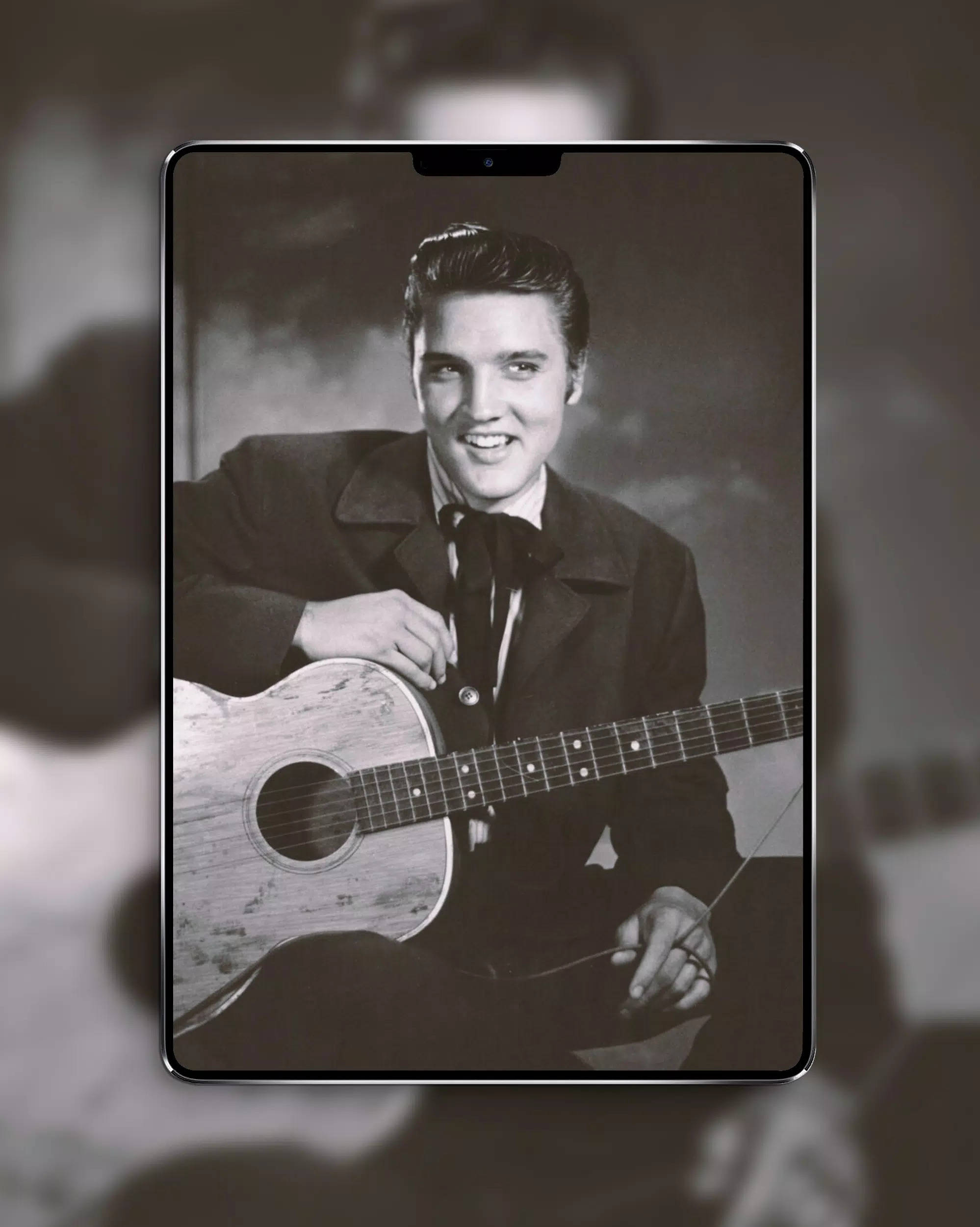 Elvis Presley, acoustic guitar, tablet screen, Full HD Phone Wallpaper
