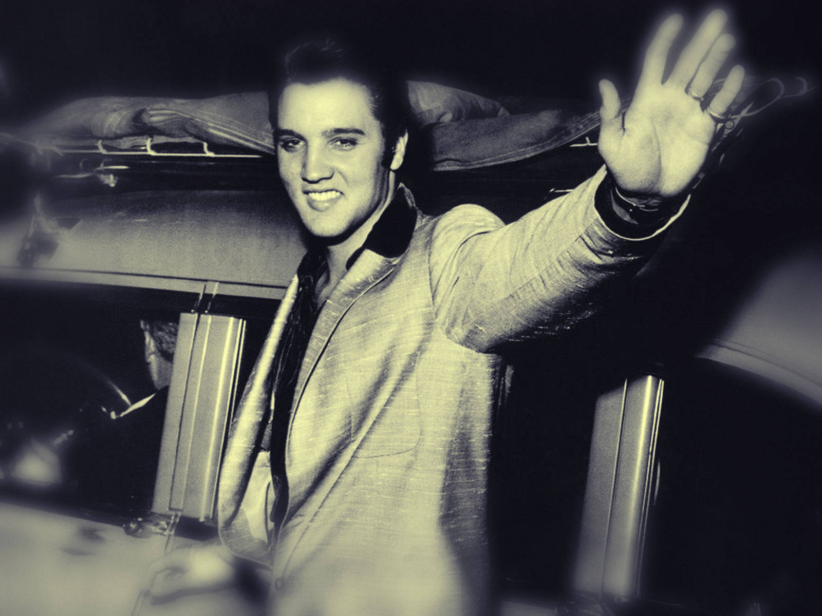 Elvis Presley, car window, vintage black and white photo, HD Desktop Wallpaper