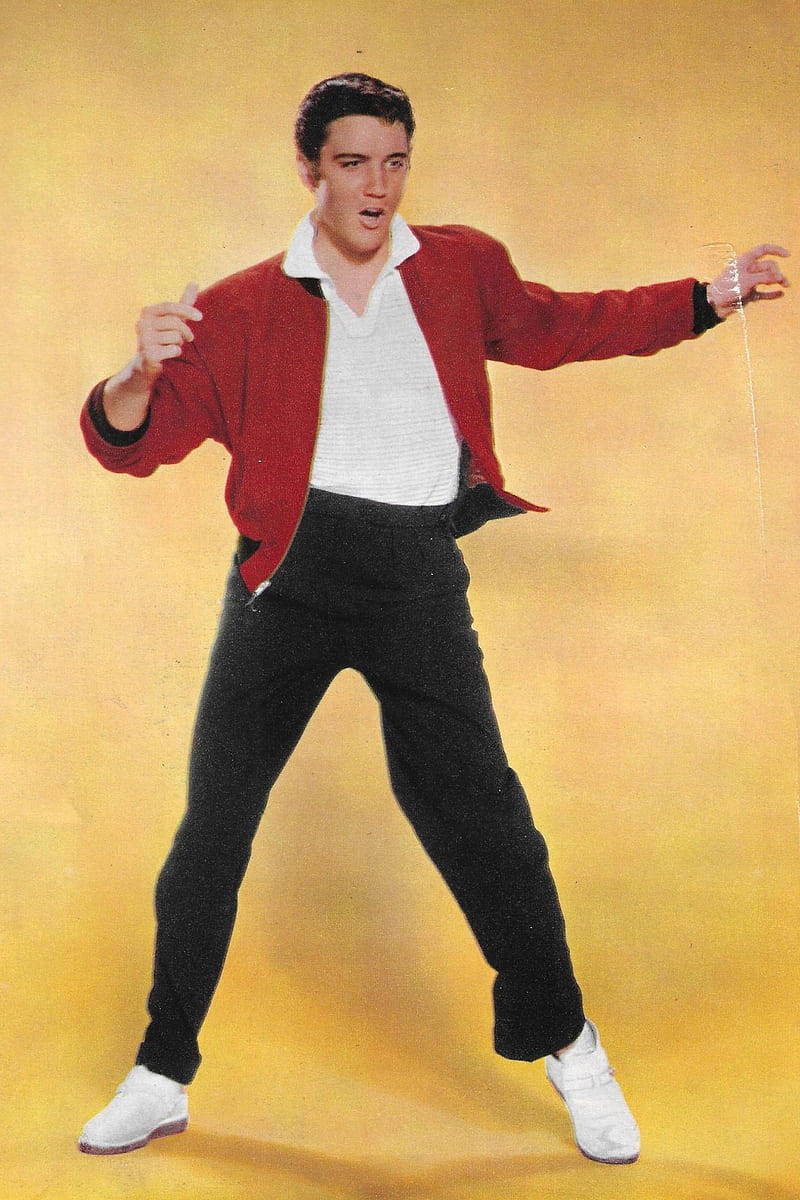 Elvis Presley, red jacket, white shirt, SD Phone Wallpaper