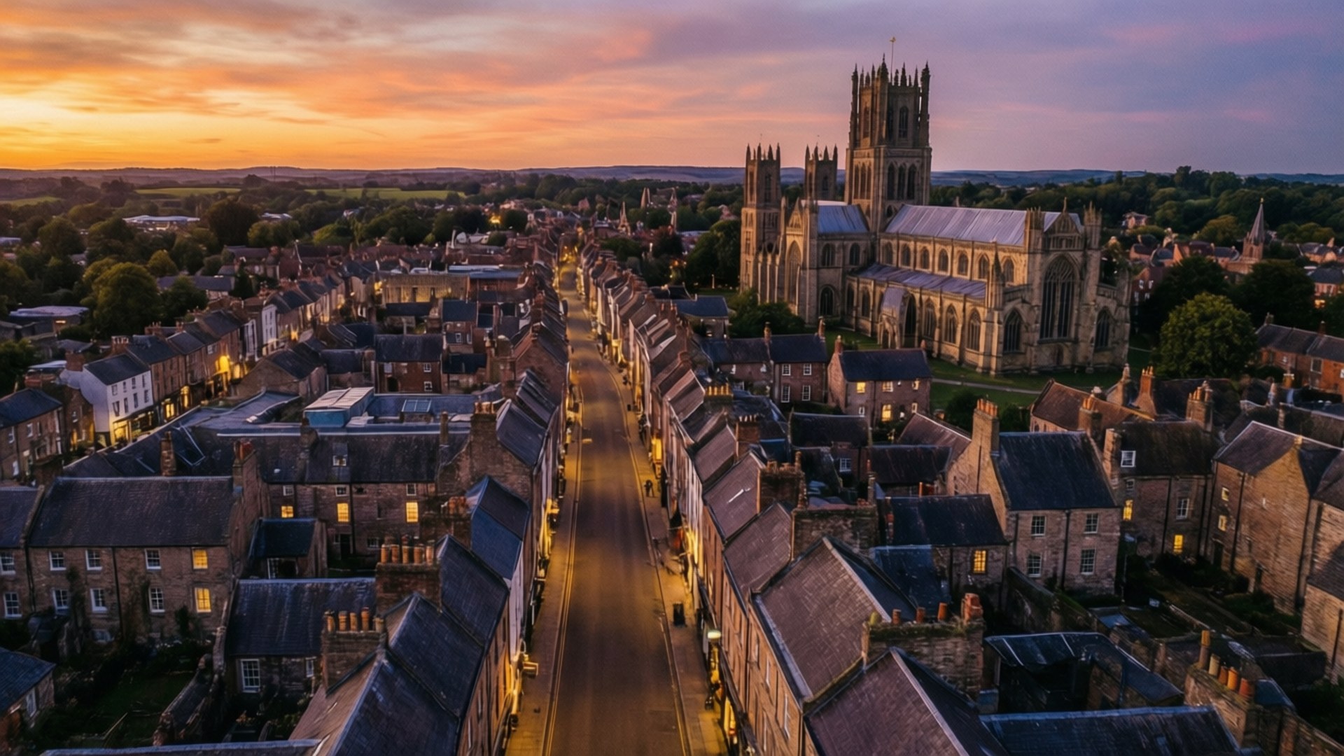 Ely, cathedral, dusk, Full HD Desktop Wallpaper
