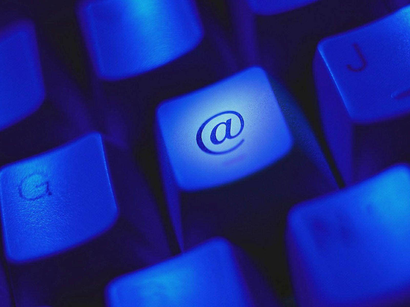 keyboard cap, email symbol, glowing blue, HD Desktop Wallpaper