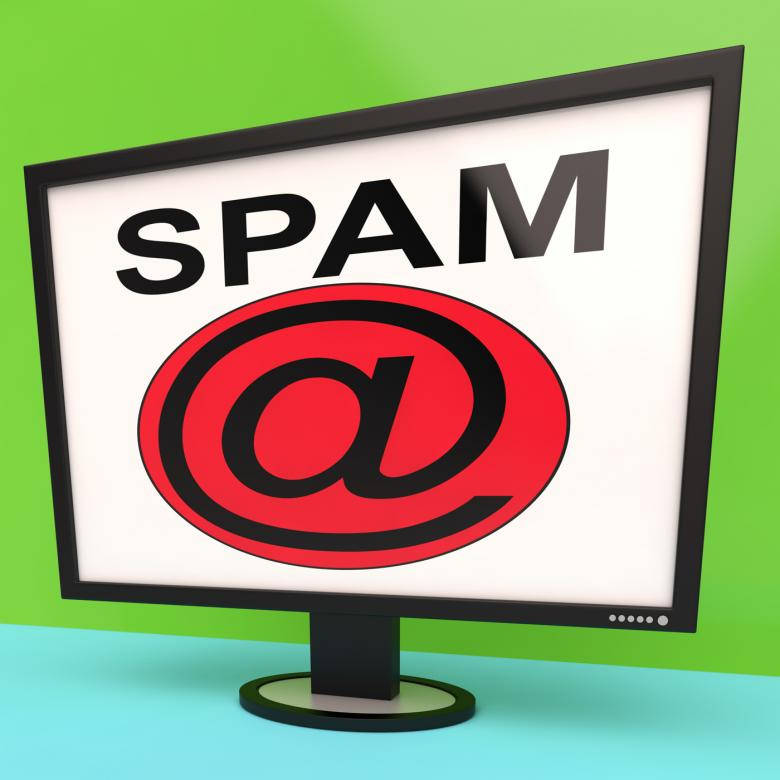 Spam Email Symbol, black computer monitor, red oval, SD Desktop Wallpaper