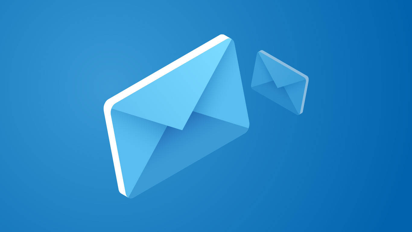 Mail Windows Email Icon, blue envelopes, solid blue gradient background, HD Desktop Wallpaper