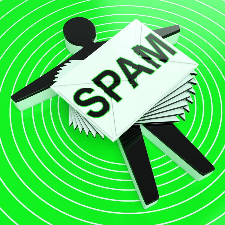 green spam email pile, black stick figure, white envelopes labeled spam, SD Desktop Wallpaper