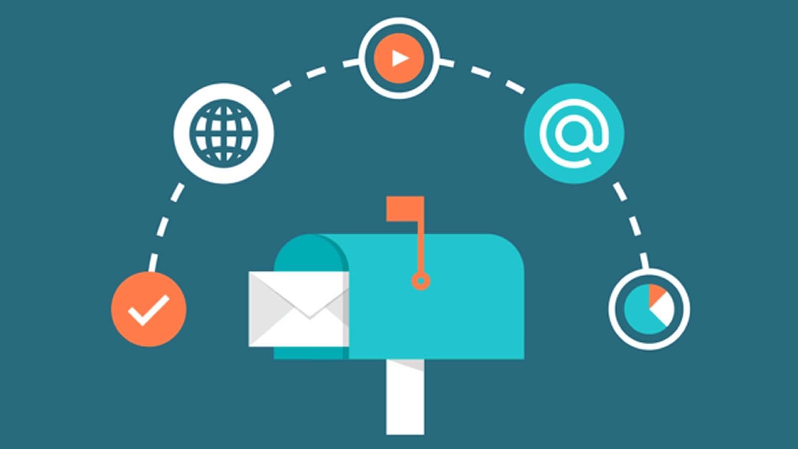 teal mailbox, white envelope, global connectivity, HD Desktop Wallpaper