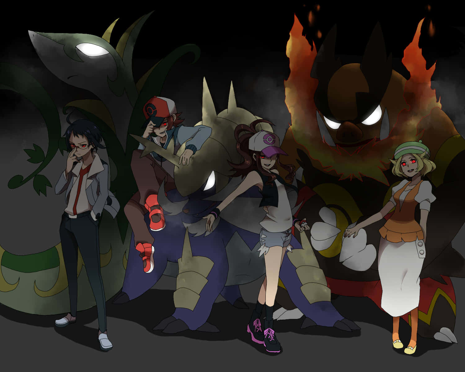 Emboar, anime characters, giant Pokémon, HD Desktop Wallpaper