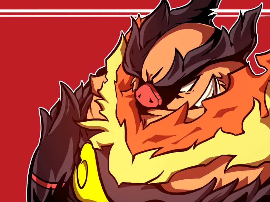 Emboar, anime-style, fire-type Pokémon, SD Desktop Wallpaper